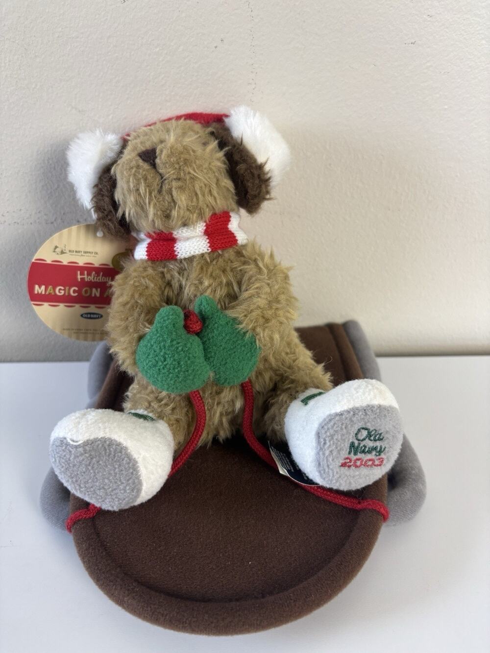 2003 Old Navy Holiday Magic On A Sled Dog Plush Y2K Christmas NonWorking